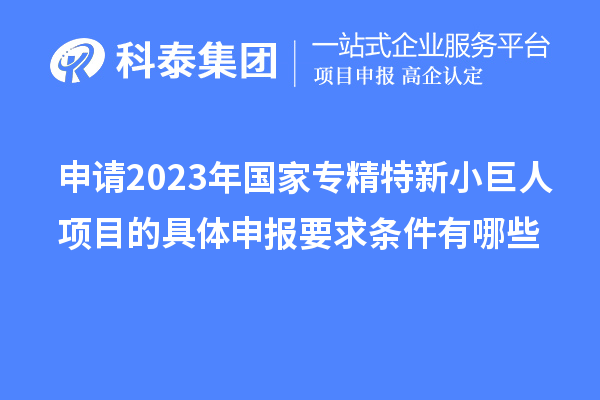 申請2023年國家專精特新小巨人項(xiàng)目的具體申報(bào)要求條件有哪些