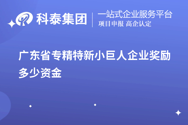 廣東省專精特新小巨人企業獎勵多少資金
