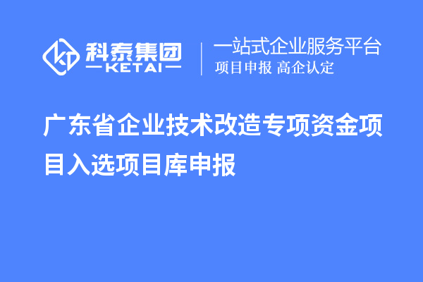 廣東省企業技術改造專項資金項目入選項目庫申報