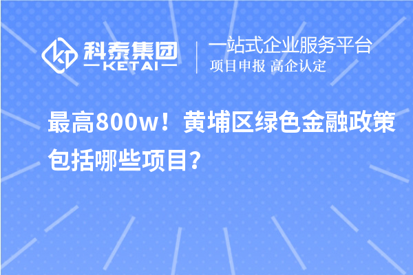 最高800w!黃埔區綠色金融政策包括哪些項目?