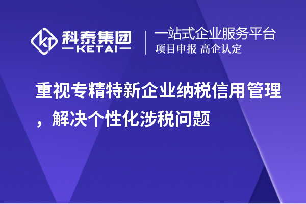 重視專精特新企業納稅信用管理,解決個性化涉稅問題