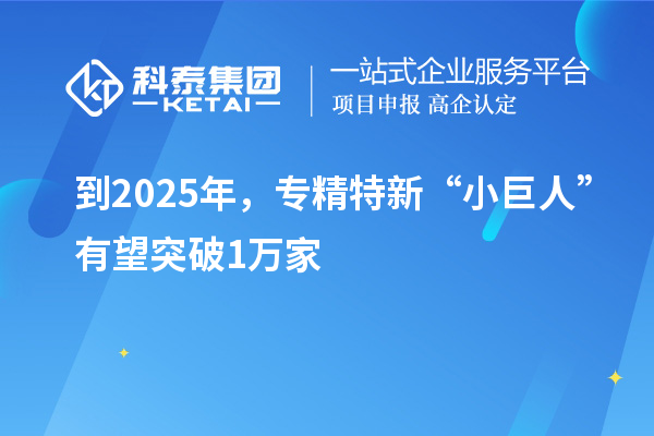 到2025年,專精特新“小巨人”有望突破1萬家