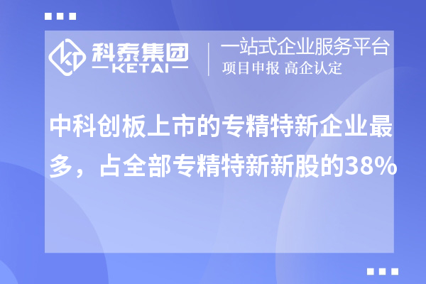 中科創(chuàng)板上市的專精特新企業(yè)最多，占全部專精特新新股的38%