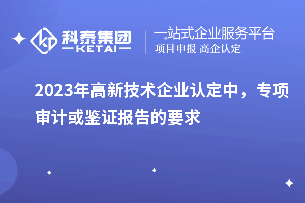 2023年高新技術企業認定中，專項審計或鑒證報告的要求
