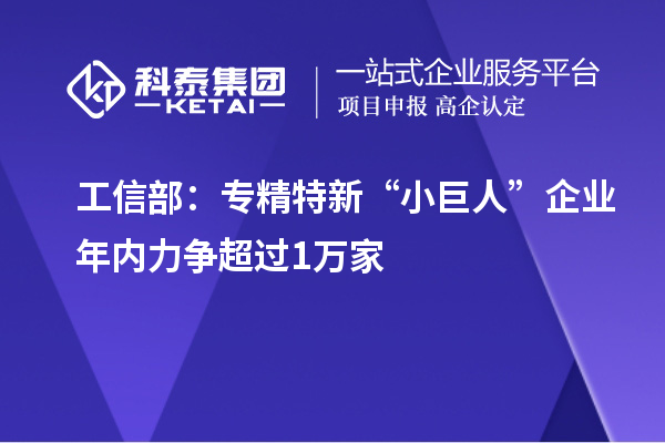 工信部:專精特新“小巨人”企業年內力爭超過1萬家