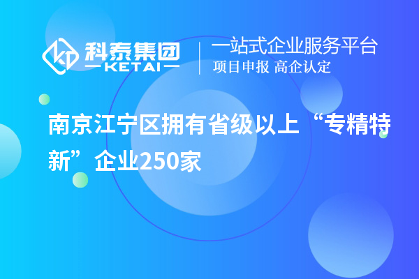 南京江寧區擁有省級以上“專精特新”企業250家
