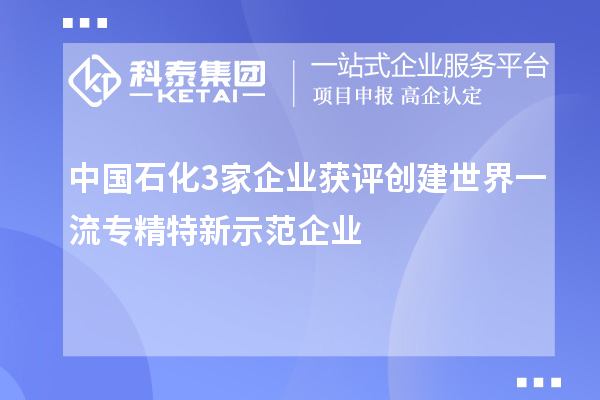 中國石化3家企業獲評創建世界一流專精特新示范企業