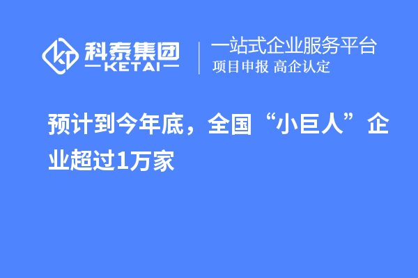 預(yù)計到今年底,全國“小巨人”企業(yè)超過1萬家