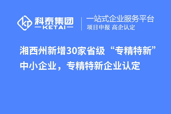 湘西州新增30家省級 “專精特新”中小企業,專精特新企業認定