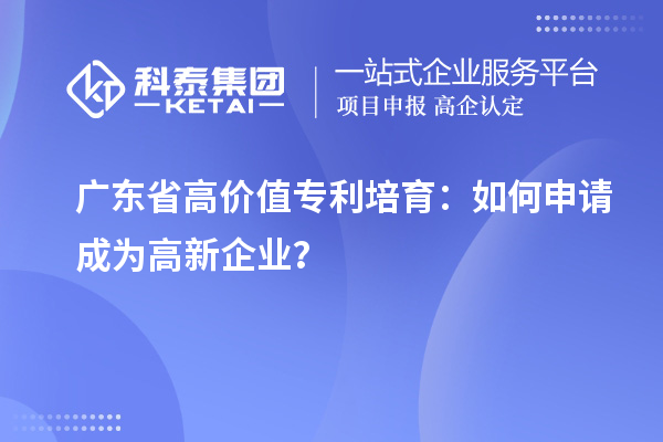 廣東省高價值專利培育:如何申請成為高新企業?