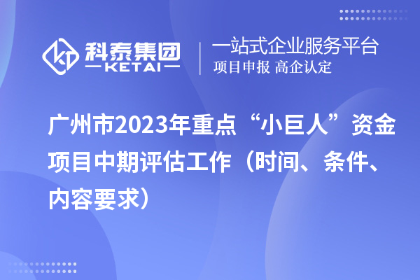 廣州市2023年重點“小巨人”資金項目中期評估工作(時間、條件、內容要求)