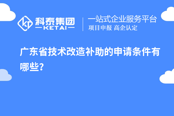 廣東省技術改造補助的申請條件有哪些?
