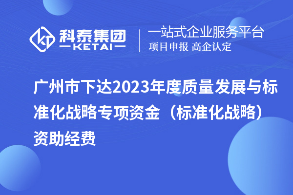 廣州市下達(dá)2023年度質(zhì)量發(fā)展與標(biāo)準(zhǔn)化戰(zhàn)略專項資金(標(biāo)準(zhǔn)化戰(zhàn)略)資助經(jīng)費