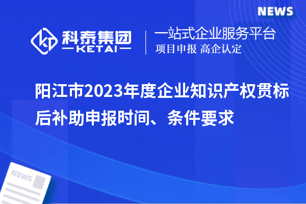 陽江市2023年度企業知識產權貫標后補助申報時間、條件要求