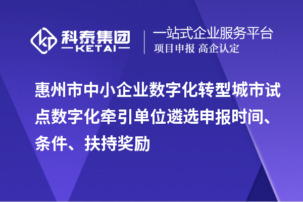 惠州市中小企業數字化轉型城市試點數字化牽引單位遴選申報時間、條件、扶持獎勵