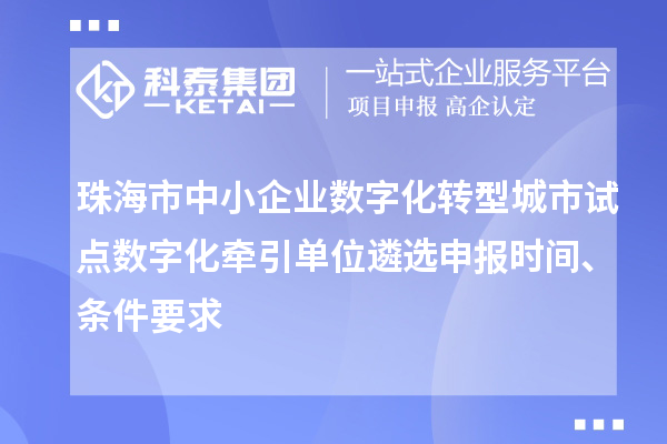 珠海市中小企業數字化轉型城市試點數字化牽引單位遴選申報時間、條件要求
