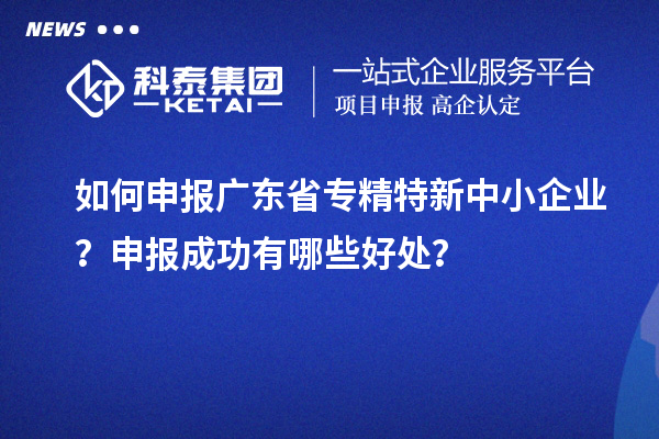 如何申報廣東省專精特新中小企業？申報成功有哪些好處？