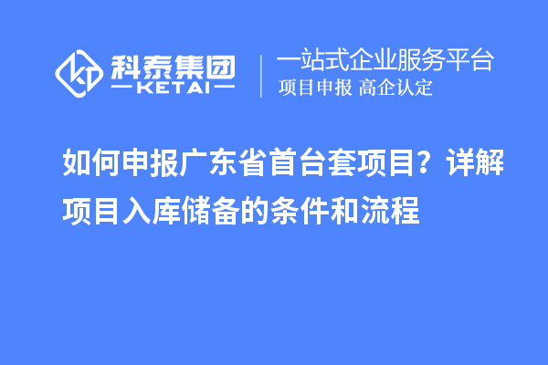 如何申報廣東省首臺套項目?詳解項目入庫儲備的條件和流程