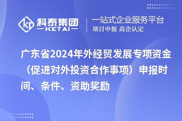 廣東省2024年外經貿發展專項資金(促進對外投資合作事項)申報時間、條件、資助獎勵