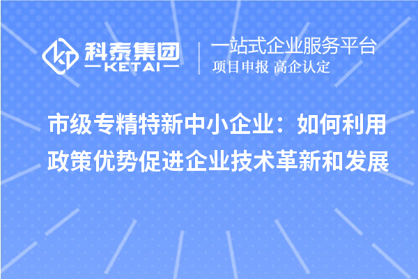 市級專精特新中小企業:如何利用政策優勢促進企業技術革新和發展
