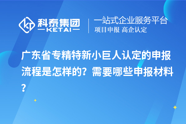 廣東省專精特新小巨人認定的申報流程是怎樣的?需要哪些申報材料?