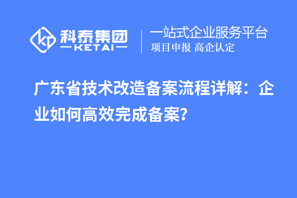 廣東省技術改造備案流程詳解:企業如何高效完成備案?