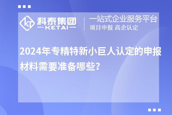 2024年專精特新小巨人認定的申報材料需要準備哪些?