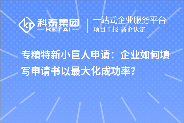 專精特新小巨人申請：企業如何填寫申請書以最大化成功率？