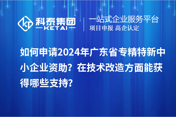 如何申請2024年廣東省專精特新中小企業資助?在<a href=http://www.duckwijs.com/fuwu/jishugaizao.html target=_blank class=infotextkey>技術改造</a>方面能獲得哪些支持?