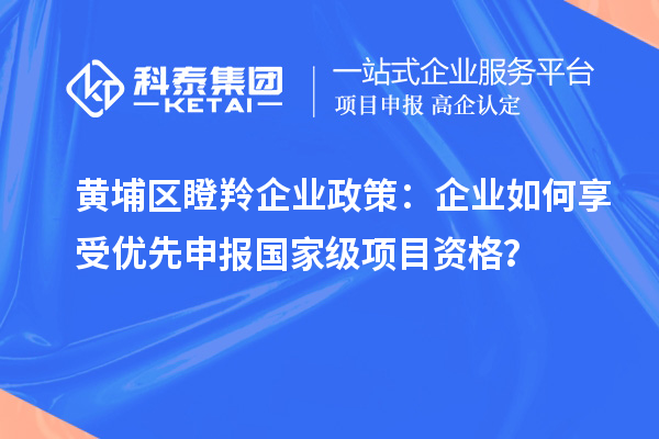 黃埔區瞪羚企業政策:企業如何享受優先申報國家級項目資格?