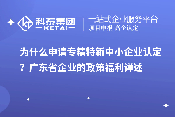 為什么申請專精特新中小企業認定？廣東省企業的政策福利詳述