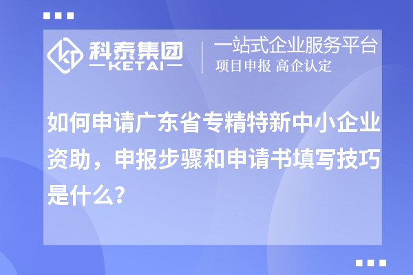 如何申請(qǐng)廣東省專精特新中小企業(yè)資助，申報(bào)步驟和申請(qǐng)書填寫技巧是什么？