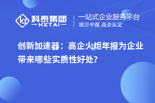 創(chuàng)新加速器:高企火炬年報為企業(yè)帶來哪些實質(zhì)性好處?