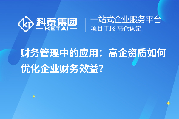 財務管理中的應用:高企資質如何優化企業財務效益?