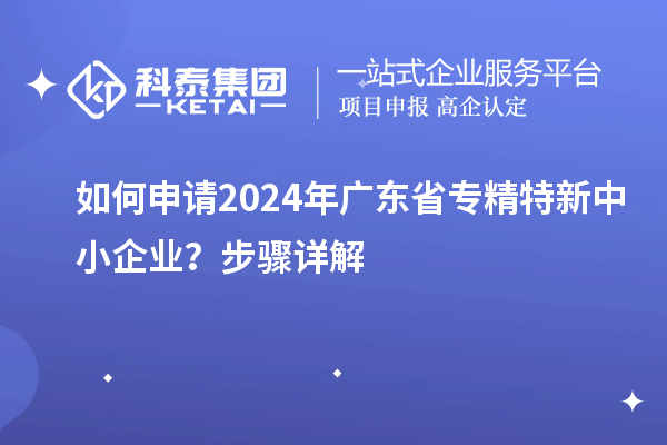 如何申請2024年廣東省專精特新中小企業?步驟詳解