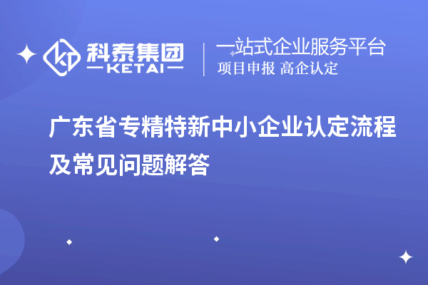 廣東省專精特新中小企業(yè)認(rèn)定流程及常見問題解答