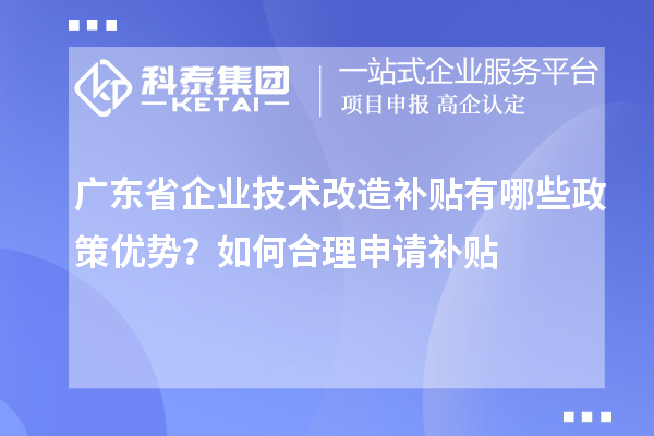 廣東省企業(yè)技術(shù)改造補貼有哪些政策優(yōu)勢?如何合理申請補貼