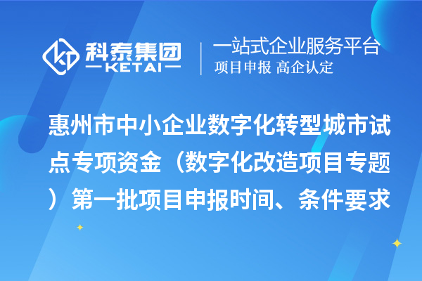 惠州市中小企業數字化轉型城市試點專項資金（數字化改造項目專題）第一批項目申報時間、條件要求、補助獎勵