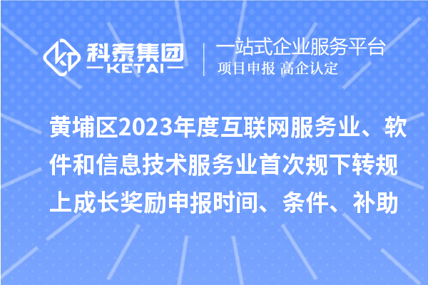 黃埔區(qū)2023年度互聯網服務業(yè)、軟件和信息技術服務業(yè)首次規(guī)下轉規(guī)上成長獎勵申報時間、條件要求、補助標準