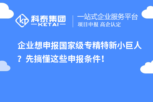 企業(yè)想申報國家級專精特新小巨人？先搞懂這些申報條件！