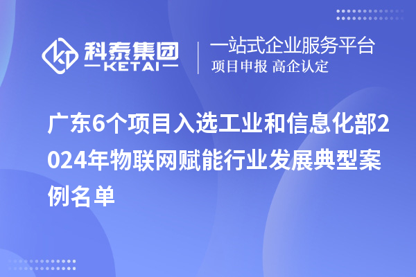 廣東6個項目入選工業和信息化部2024年物聯網賦能行業發展典型案例名單