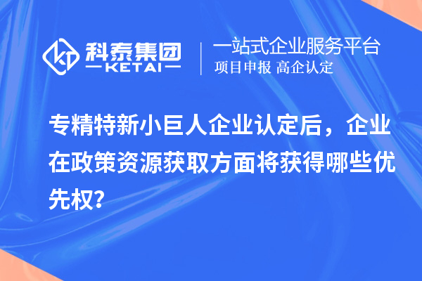 專精特新小巨人企業(yè)認(rèn)定后,企業(yè)在政策資源獲取方面將獲得哪些優(yōu)先權(quán)?