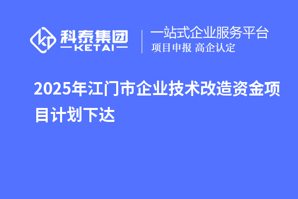 2025年江門(mén)市企業(yè)技術(shù)改造資金項(xiàng)目計(jì)劃下達(dá)