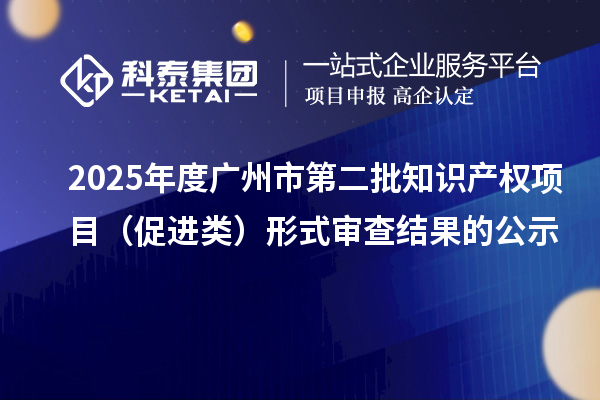 2025年度廣州市第二批知識產權項目（促進類）形式審查結果的公示