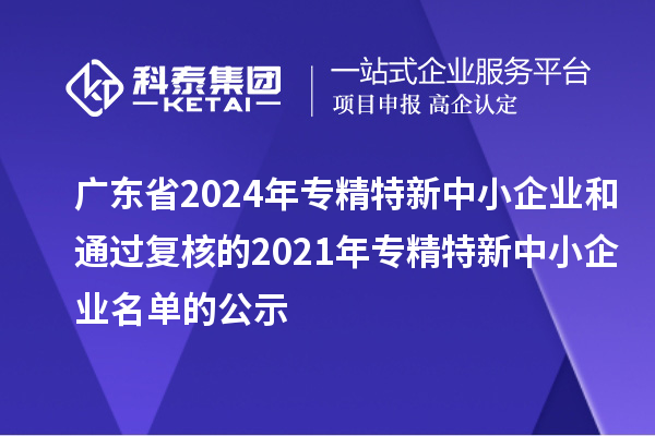 廣東省2024年專精特新中小企業和通過復核的2021年專精特新中小企業名單的公示