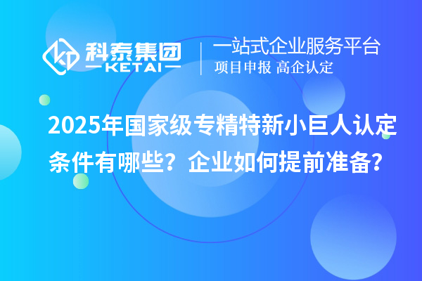 2025年國家級專精特新小巨人認定條件有哪些？企業如何提前準備？