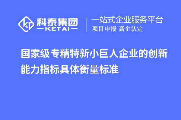 國家級專精特新小巨人企業的創新能力指標具體衡量標準