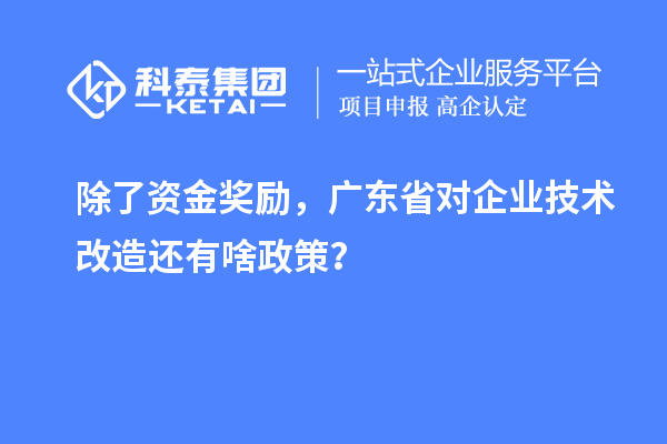 除了資金獎勵，廣東省對企業技術改造還有啥政策？