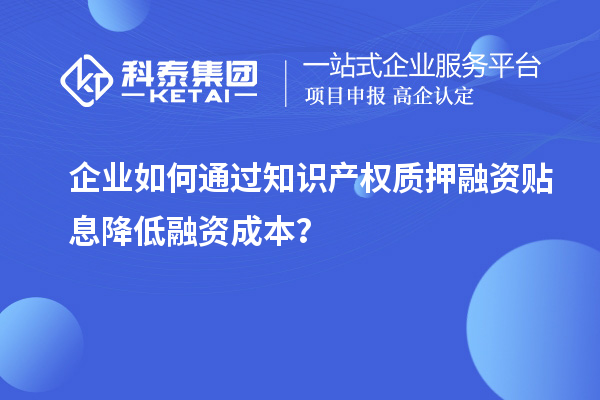 企業(yè)如何通過知識產(chǎn)權(quán)質(zhì)押融資貼息降低融資成本?