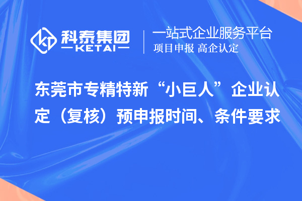 東莞市專精特新“小巨人”企業認定(復核)預申報時間、條件要求